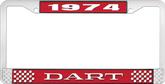 1974 Dart License Plate Frame - Red and Chrome with White Lettering