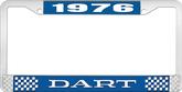 1976 Dart License Plate Frame - Blue and Chrome with White Lettering 