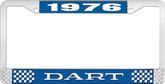 1976 Dart License Plate Frame - Blue and Chrome with White Lettering