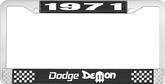 1971 Dodge Demon; License Plate Frame; Black And Chrome With White Lettering