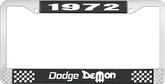 1972 Dodge Demon; License Plate Frame; Black And Chrome With White Lettering