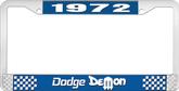 1972 Dodge Demon; License Plate Frame; Blue And Chrome With White Lettering