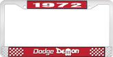 1972 Dodge Demon; License Plate Frame; Red And Chrome With White Lettering
