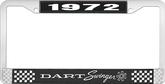 1972 Dart Swinger License Plate Frame - Black and Chrome with White Lettering