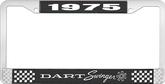 1975 Dart Swinger License Plate Frame - Black and Chrome with White Lettering