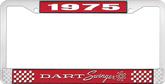 1975 Dart Swinger License Plate Frame - Red and Chrome with White Lettering