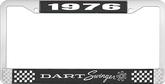 1976 Dart Swinger License Plate Frame - Black and Chrome with White Lettering