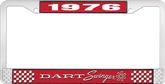 1976 Dart Swinger License Plate Frame - Red and Chrome with White Lettering
