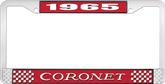 1965 Coronet License Plate Frame - Red and Chrome with White Lettering