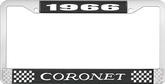 1966 Coronet License Plate Frame - Black and Chrome with White Lettering