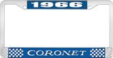 1966 Coronet License Plate Frame - Blue and Chrome with White Lettering