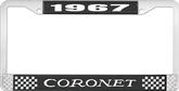 1967 Coronet License Plate Frame - Black and Chrome with White Lettering
