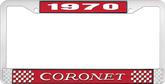 1970 Coronet License Plate Frame - Red and Chrome with White Lettering