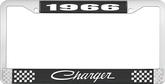 1966 Charger License Plate Frame - Black and Chrome with White Lettering