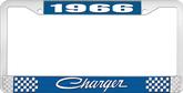 1966 Charger License Plate Frame - Blue and Chrome with White Lettering