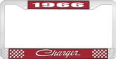 1966 Charger License Plate Frame - Red and Chrome with White Lettering