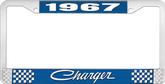 1967 Charger License Plate Frame - Blue and Chrome with White Lettering