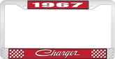 1967 Charger License Plate Frame - Red and Chrome with White Lettering
