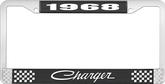 1968 Charger License Plate Frame - Black and Chrome with White Lettering