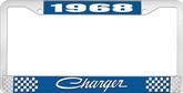 1968 Charger License Plate Frame - Blue and Chrome with White Lettering