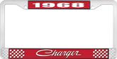 1968 Charger License Plate Frame - Red and Chrome with White Lettering
