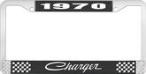 1970 Charger License Plate Frame - Black and Chrome with White Lettering
