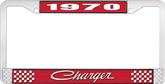 1970 Charger License Plate Frame - Red and Chrome with White Lettering