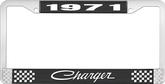 1971 Charger License Plate Frame - Black and Chrome with White Lettering