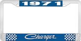 1971 Charger License Plate Frame - Blue and Chrome with White Lettering