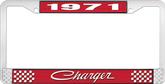 1971 Charger License Plate Frame - Red and Chrome with White Lettering