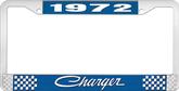 1972 Charger License Plate Frame - Blue and Chrome with White Lettering