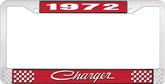 1972 Charger License Plate Frame - Red and Chrome with White Lettering