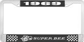 1969 Super Bee License Plate Frame - Black and Chrome with White Lettering