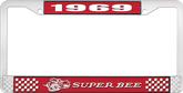 1969 Super Bee License Plate Frame - Red and Chrome with White Lettering