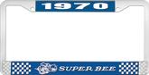 1970 Super Bee License Plate Frame - Blue and Chrome with White Lettering