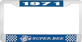 1971 Super Bee License Plate Frame - Blue and Chrome with White Lettering
