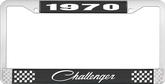 1970 Challenger License Plate Frame - Black and Chrome with White Lettering