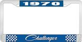 1970 Challenger License Plate Frame - Blue and Chrome with White Lettering