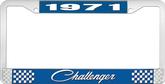 1971 Challenger License Plate Frame - Blue and Chrome with White Lettering