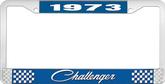 1973 Challenger License Plate Frame - Blue and Chrome with White Lettering