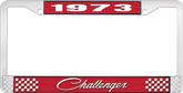 1973 Challenger License Plate Frame - Red and Chrome with White Lettering