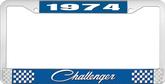 1974 Challenger License Plate Frame - Blue and Chrome with White Lettering