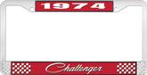 1974 Challenger License Plate Frame - Red and Chrome with White Lettering
