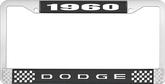 1960 Dodge License Plate Frame - Black and Chrome with White Lettering