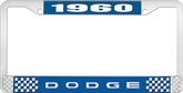 1960 Dodge License Plate Frame - Blue and Chrome with White Lettering