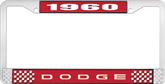 1960 Dodge License Plate Frame - Red and Chrome with White Lettering