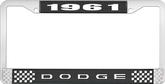 1961 Dodge License Plate Frame - Black and Chrome with White Lettering