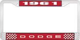 1961 Dodge License Plate Frame - Red and Chrome with White Lettering