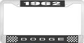 1962 Dodge License Plate Frame - Black and Chrome with White Lettering 