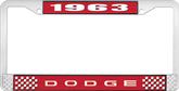 1963 Dodge License Plate Frame - Red and Chrome with White Lettering